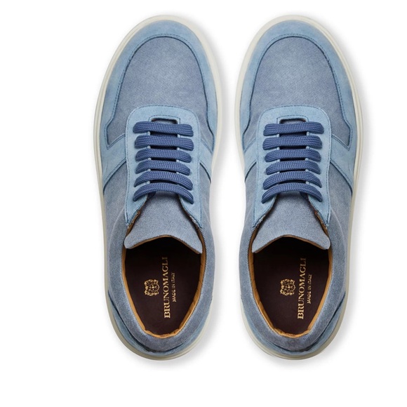 Men's BRUNOMAGLI Blue Suede and canvas Sneakers size 10.5 - Picture 3 of 16